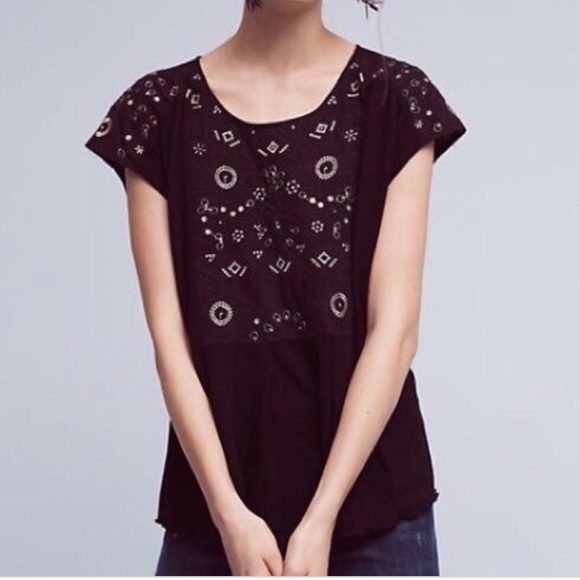 Anthropologie Tops - Akemi + Kin Arcana Black Embroidered Top